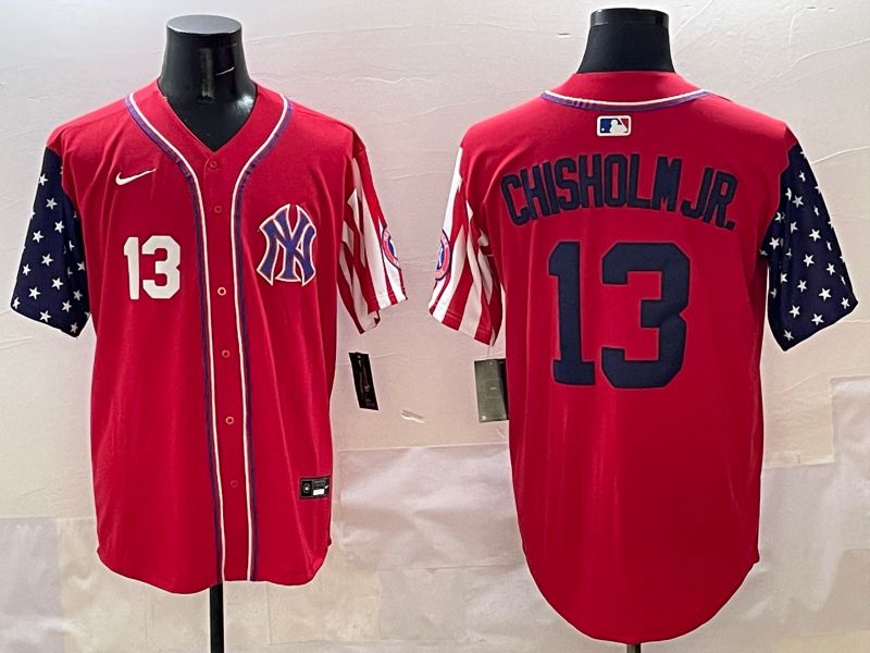 Men New York Yankees #13 Chisholm jr Red a generation of national flags Jointly Name 2025 Nike MLB Jersey style 2